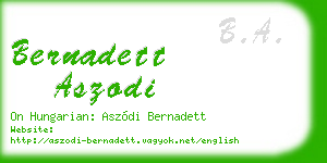 bernadett aszodi business card