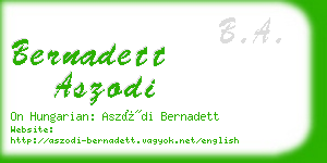 bernadett aszodi business card